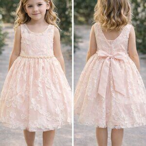 NWOT American Princess Baby Girl Pink Tulle Dress Size 4T Faux Pearl Party